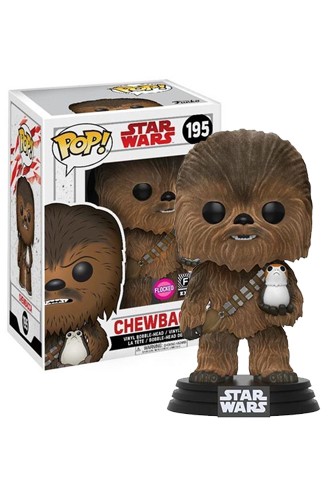 Pop! Star Wars: The last Jedi - Chewbacca y Porg Flocked Exclusiva