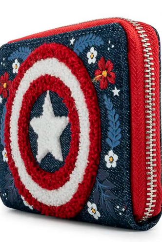 Loungefly -  Marvel - Cartera  Capitán América 80 Aniversario Escudo Floral 