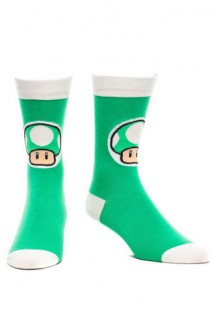 Nintendo -39/42- Crew Sock, Mushroom, Green