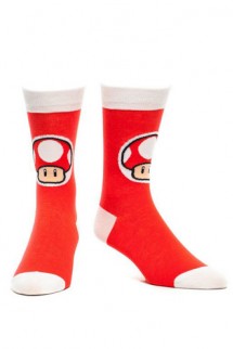 Nintendo -39/42- Crew Sock, Mushroom, Red