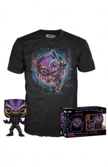 Camiseta Pop! Tees Black Panther Black Light  Set de Minifigura y Camiseta Ex